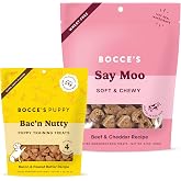Bocce's Bakery Say Moo Cookie + Bac'n Nutty Training Dog Treat Bundle, 2 Pk | Oven Baked, Wheat-Free Everyday Dog Treat Cooki