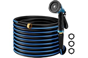 Besiter Heavy Duty Garden Hose 5/8" 50FT: Flexible Rubber Water Hose with 10 Function Sprayer - Leakproof Hose Male to Female Fittings - Durable Hose for Yard, Lawn, Car Wash, Outdoor, Watering