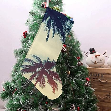 ZXWXNLA Siluetas de Palmeras contra el Cielo Media de Navidad para