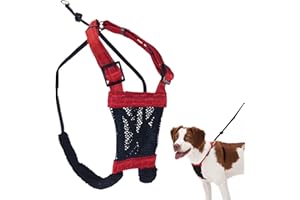 Sporn No Pull Dog Harness for Medium-Sized Dog - Red Mesh, Durable Nylon, Breathable, Adjustable, Lightly Padded, Soft & Easy, Heavy Duty Body Halter Harness for Medium Size Breeds