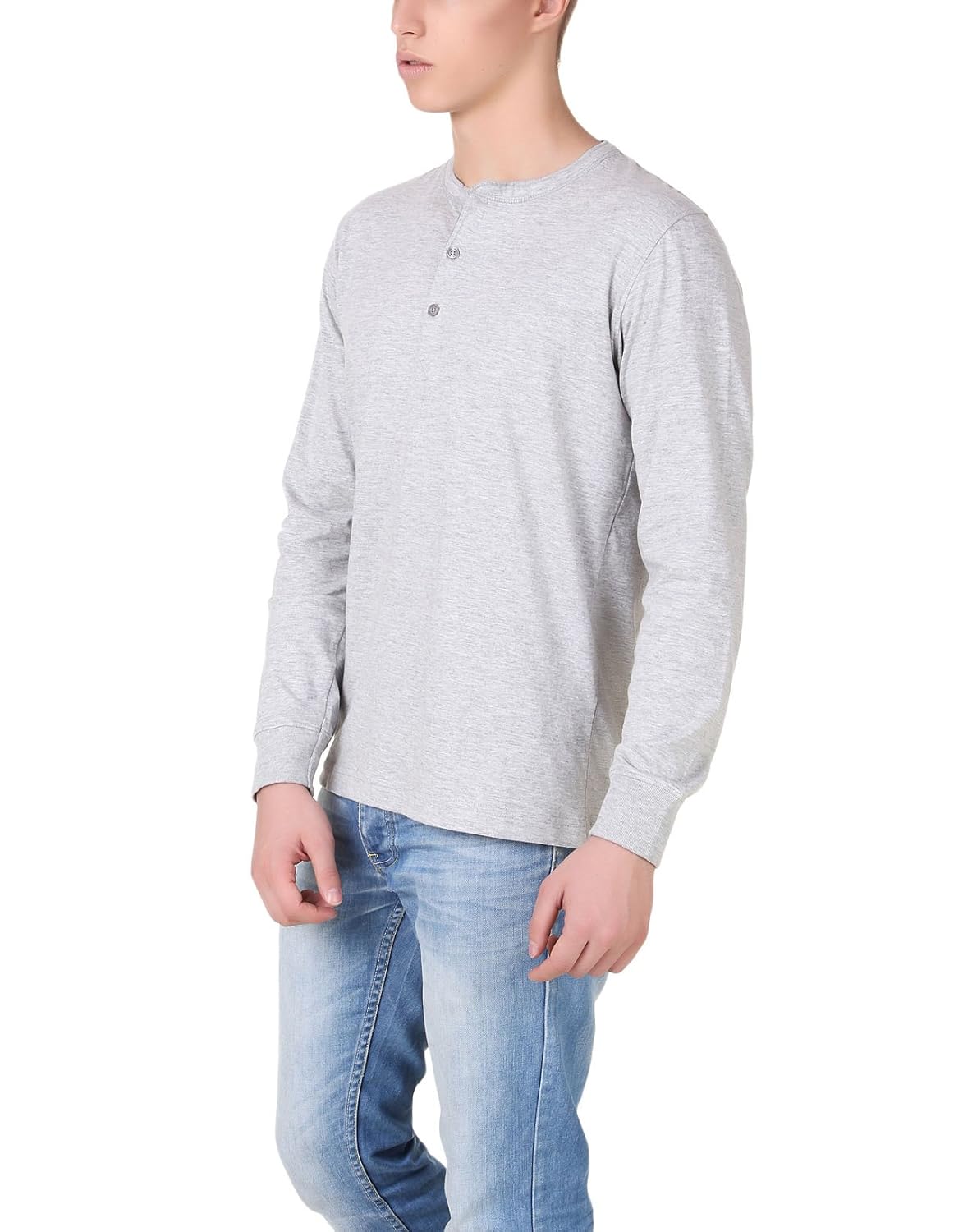 aventura outfitters men's henley full sleeves (light grey)
