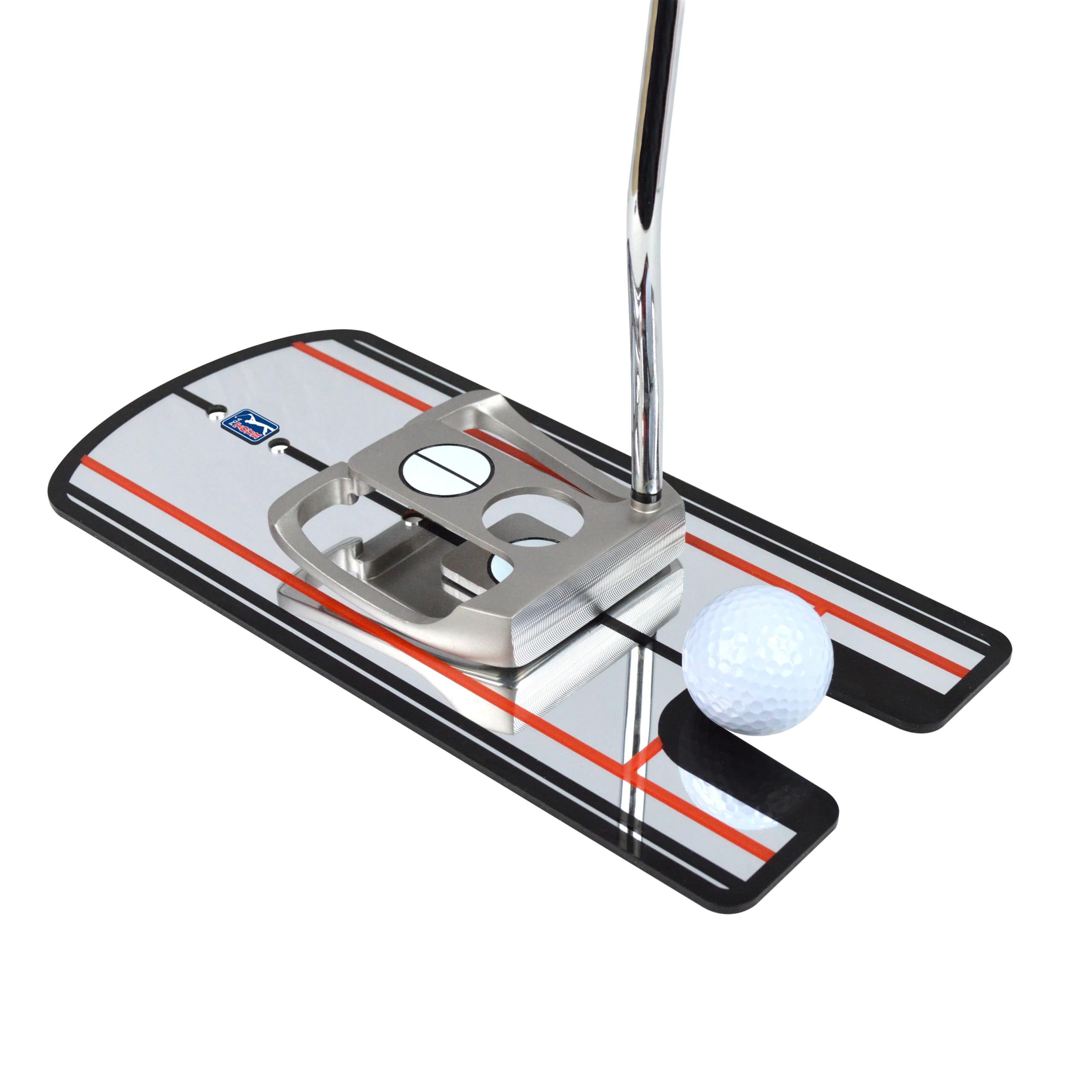 PGA TOUR Putting Mirror Golf Aids - 4 Tee Placement Holes, Centre Alignment Line, Shoulder Alignment for Enhanced Putting Aid, Golf Ball Gate, Includes Academy Training DVD, Blue