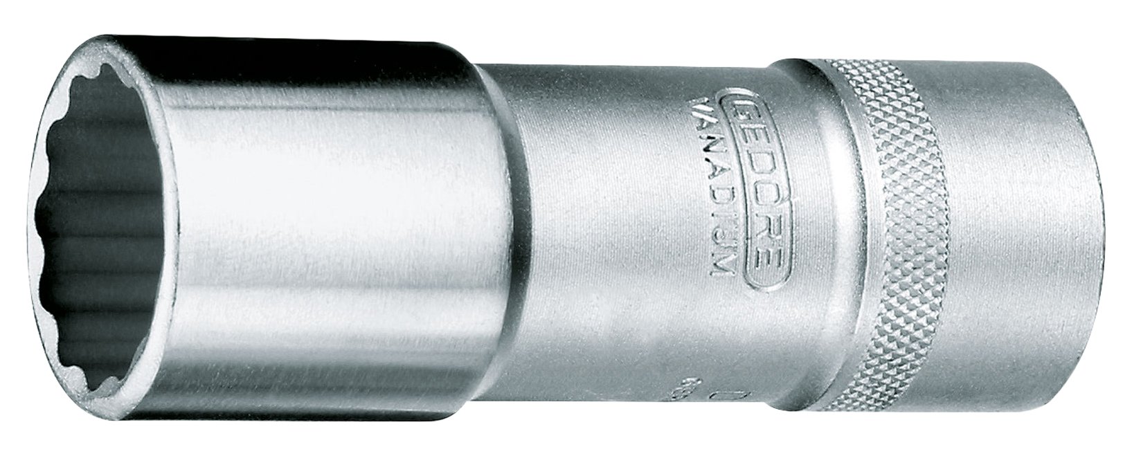 Gedore D19L19 1/2 19 mm 12 Hex Screws Long Socket - Silver — image 1