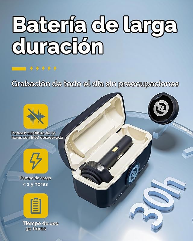 Lark M2 Micrófono Inalambrico Solapa Compatible con Teléfonos Android, iPhone 15, 300 m, Hi-Fi Audio, Cancelación de Ruido, 30H Duración, Micrófono Inalámbrico para Livestream Vlog - Negro