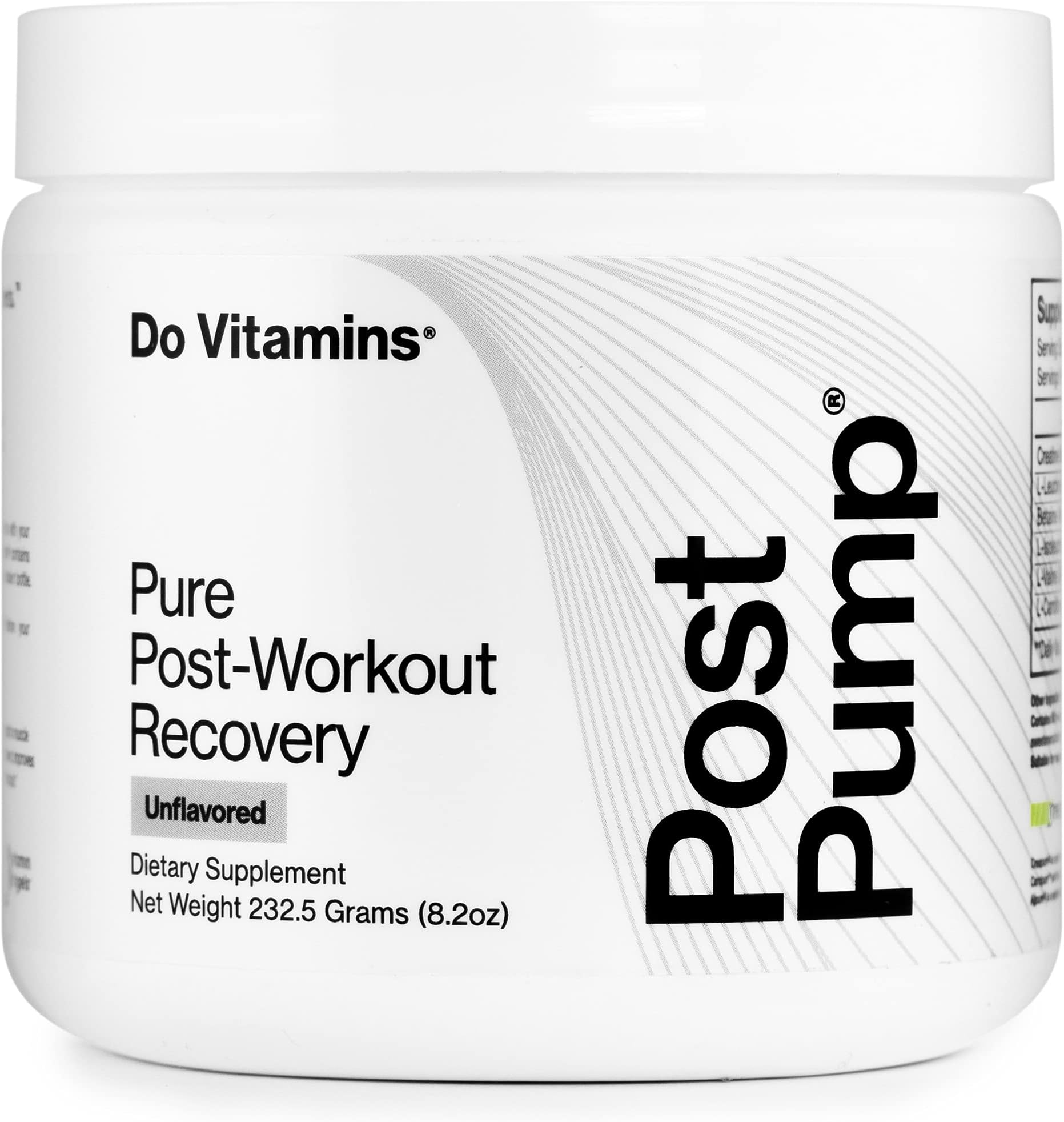 Do Vitamins PostPump Clean Post Workout Supplement Recovery Powder with Creapure Creatine Monohydrate Carnipure L-Carnitine & Ajipure Branched Chain Amino Acids (BCAAs)