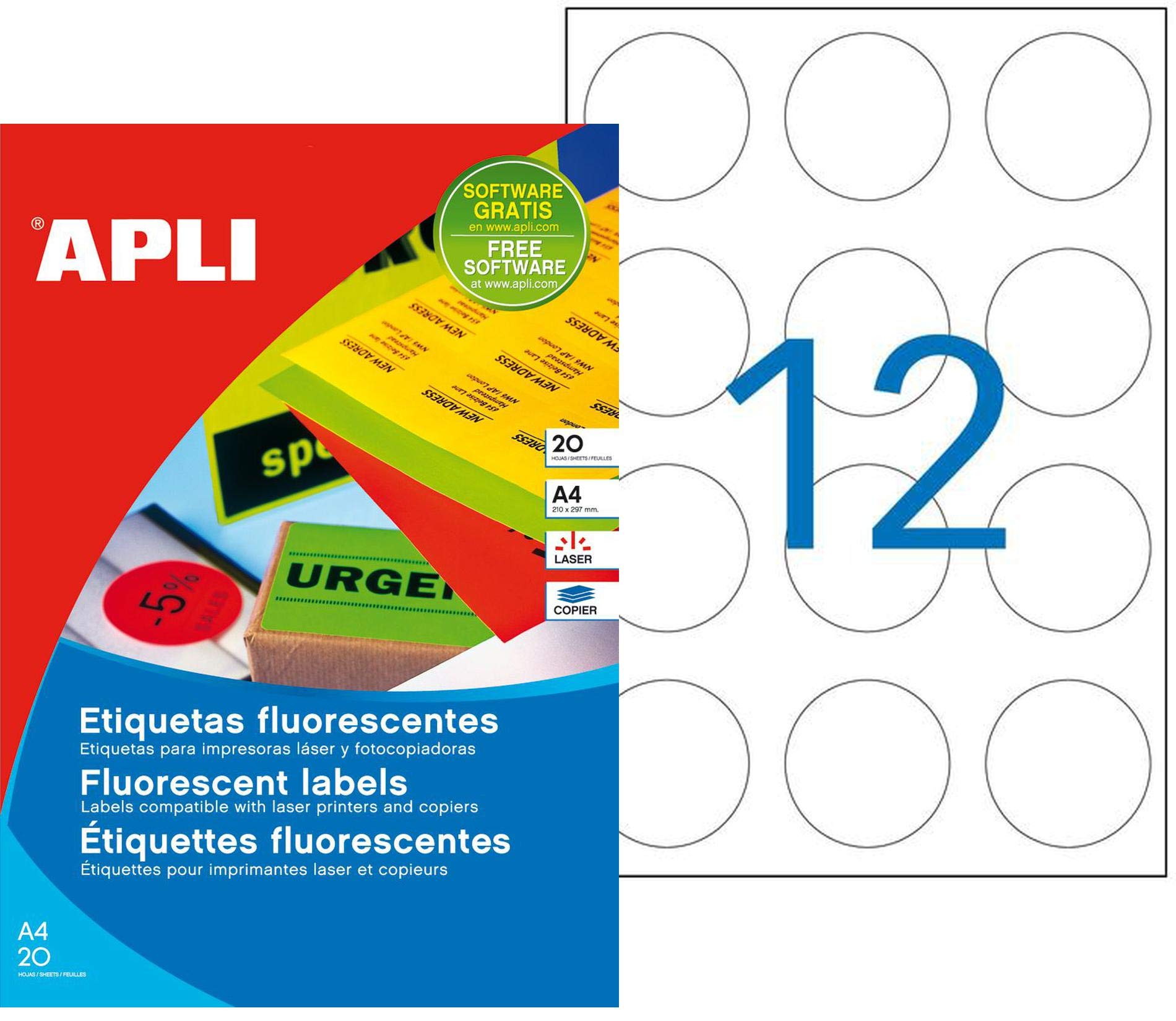 Laser Labels 60 mm Diameter Pack of 240 Fluorescent Red