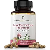 Florida Herbal Pharmacy, Pao Pereira - Rauwolfia Extract Capsules 10:1 (120 Capsules) 500 mg per Capsule, 500 mg Serving