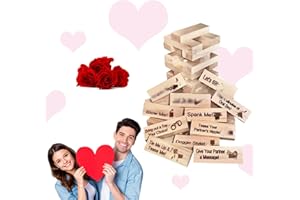 Wooden Block Tower Game for Adults 48Pcs Date Night Couples Game Romantic Gift Tumbling Tower Stacking Blocks for Women Men, 
