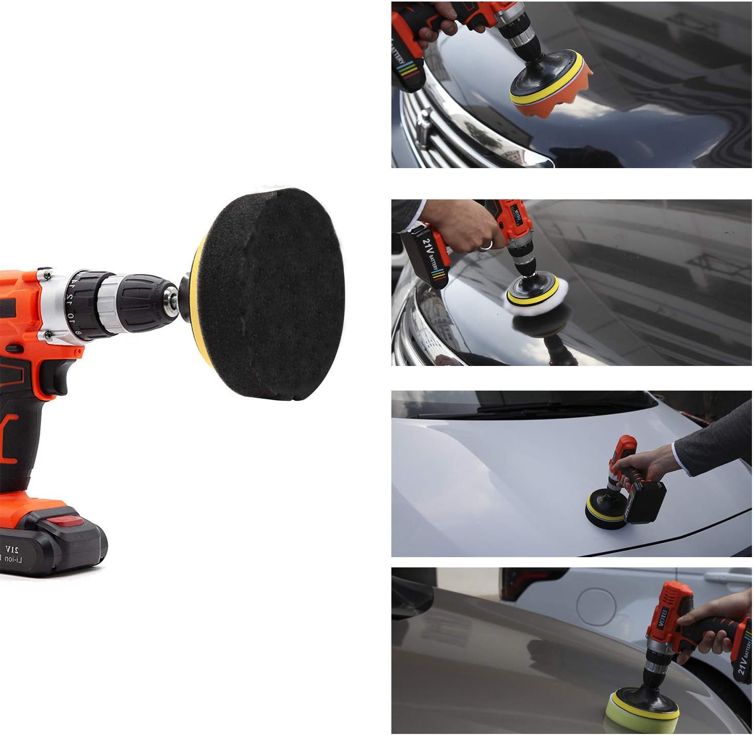 5 inch VONDERSO 17Pcs Polishing Pads, Buffing Pads and Wool Buffing Pad, Suction Cup for Car Sanding, Polishing, Waxing, Power Drill Cleaning Attachment Set: Home Improvement