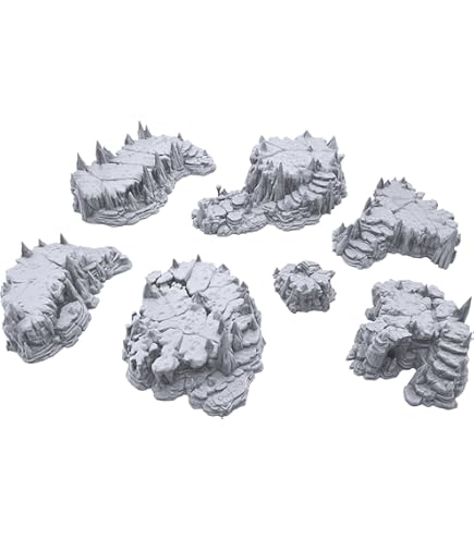 EnderToys Formation Rocheuse – Terrain Wargame 32 Mm – Impression 3D PLA – États-Unis – Non Peint – Apprêt Recommandé