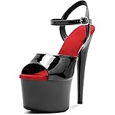 WUXIN H&P Women's 7 in Platform Sandal Heels Ankle-Strap Sexy,7 in Pole Dance High Heel Platform,17 cm Exotic Platform Pole Dancer Heels Shoes Stiletto