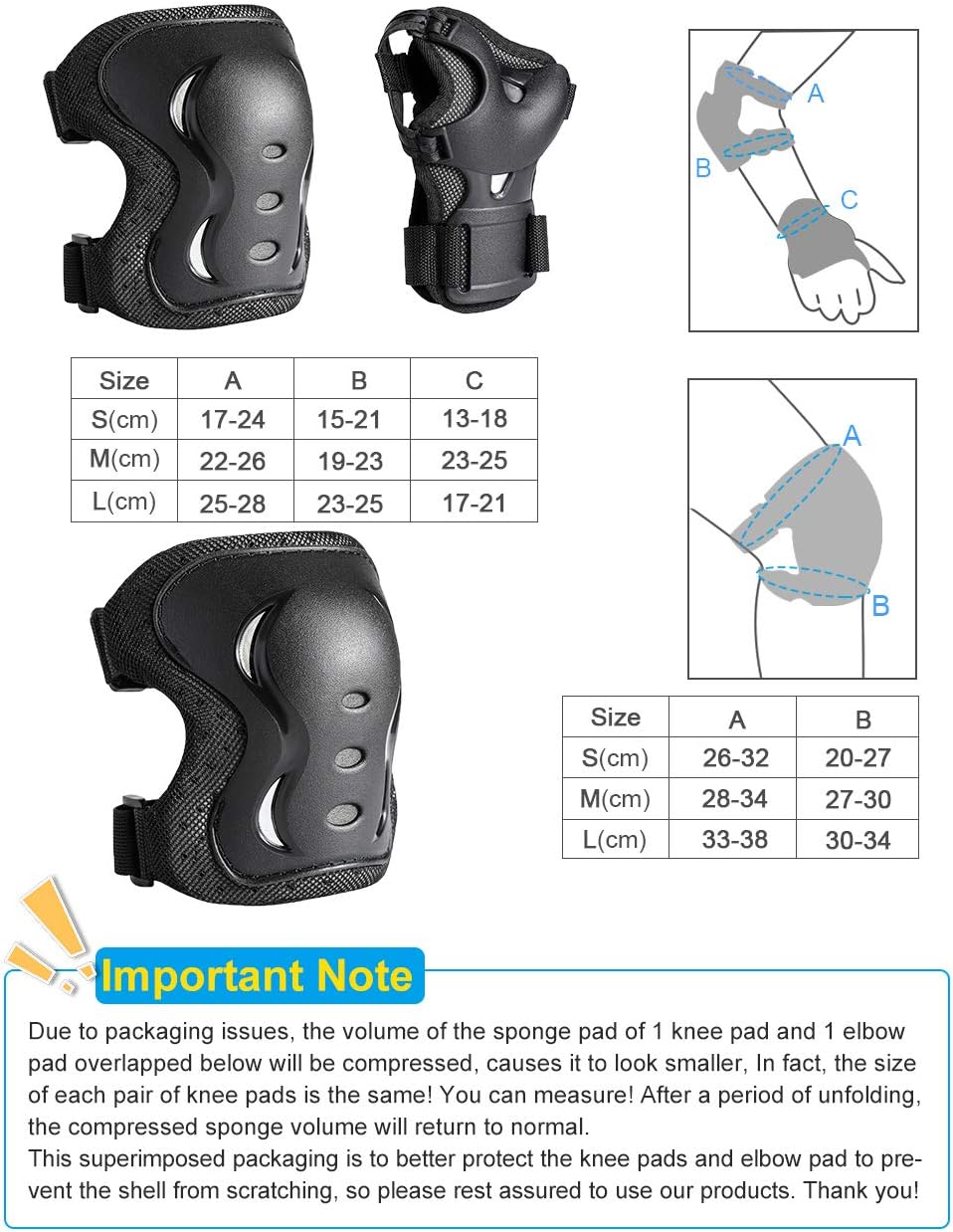 boruizhen Kids & Adult/Youth Knee and Elbow Pads with Wrist Guards 3 in 1 Protective Gear Set for Skateboarding Cycling BMX Bike Scooter Skating Rollerblading Riding : Sports & Outdoors