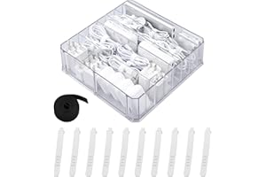 Yesesion Clear Plastic Cable Organizer Box with 3.2ft Fastening Tape and 10 Wire Ties, Large Desk Accessories Storage Case with 8 Adjustable Compartments for Drawer, Office, Art, Stationery Supplies