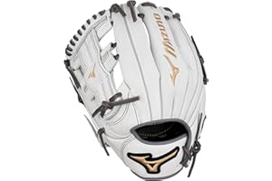 Mizuno GMVP1150PF4W MVP Prime Fastpitch Softball Glove 11.5", T Web, Left Hand Throw, White-Grey