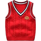 Achiyi Boys Sweater Vest Cable Knit V-Neck Knitted Uniform Toddler Kids Girls Clothes Dress Vests