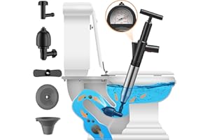 VEUIEIZT Toilet Plunger, High Pressure Toilet Plunger, Powerful Air Plunger for Toilet, Stainless Steel Plungers for Bathroom, Toilet Unclogger Plumbing Tools for Bathroom, Kitchen, Clogged Pipe