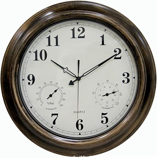 Hogar Colgando Impermeable Reloj De Pared Incluye Un Termometro Y