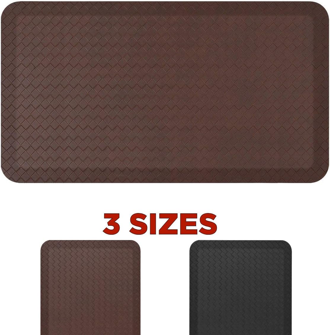 Standing Comfort Anti Fatigue Mat: Foam Ergonomic Standing Floor Mat - Non Slip Cushioned Kitchen Mat - Anti Fatigue Standing Desk Pad - Durable & Stain Resistant Top (Basic Brown, 20" x 39")