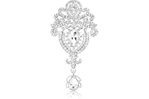 Casoty Silver Rhinestone Brooch, Brooches for Women, Brooch Pins for Women Fashion, Women's Brooches & Pins, Clothes Accessories for Daily Wear Jewelry Gift