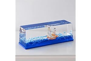 YimiBloss Unsinkable Thousand Sunny Anime Pirate Ship in A Bottle, Floating Ocean Desk Decor, Anime Themed Liquid Motion Decoration, Unique Gift for Fans and Office Home Desk Ornament