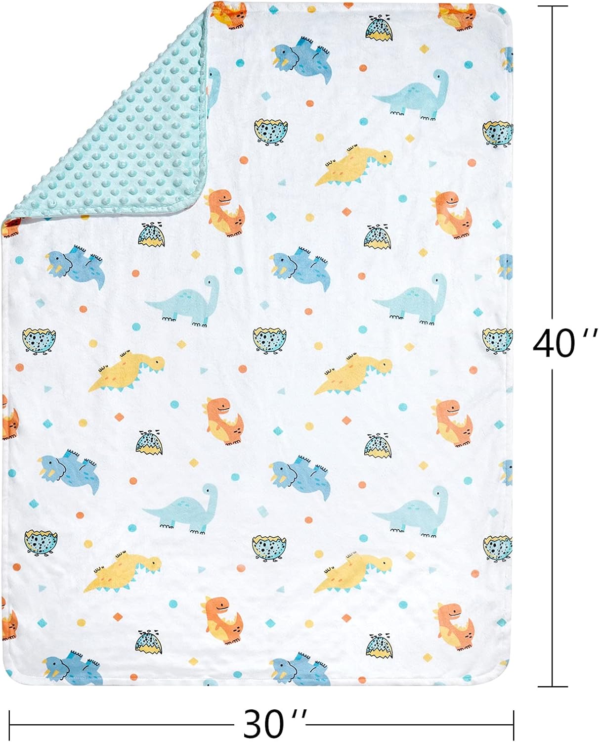 DaysU Minky Baby Blanket, Super Soft Baby Receiving Blanket with Dotted Backing, Printed Animal Baby Bed Blankets for Boys, Dinosaur, Blue, 30x40 Inches: Kitchen & Dining