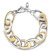 CIUNOFOR Link Bracelet Designer Brand Inspired Antique Women Jewelry, Wide Cuban Curb Link Bracelet, Stainless Steel Adjustable Chain, Fits 7.0”–9.0” Wrists