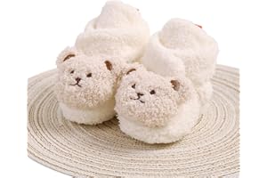 COSANKIM Baby Booties Newborn Boys Girls Fleece Boots Non Slip Grippers Stay On Slipper Socks Infant First Walker Winter Warm Crib Shoes