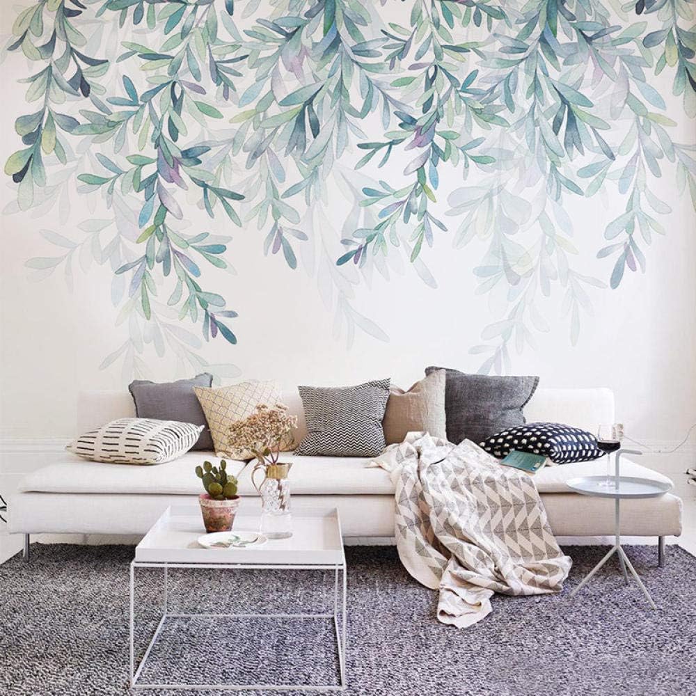 Nordic Style Fresh Leaves Wallpaper Simple Bedroom Living Room Background Wallpaper Wall Cloth Mural 400cmx280cm Amazon Com