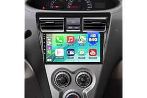EKAT [4G+64G] 8 Core Car Radio for Toyota Yaris Vios 2007 2008 2009 2010 2011 2012 - Android 13 Touch Screen Stereo, DSP 32 EQ Audio/IPS Screen/Carplay/Android Auto/SWC/BT 5.0/WiFi