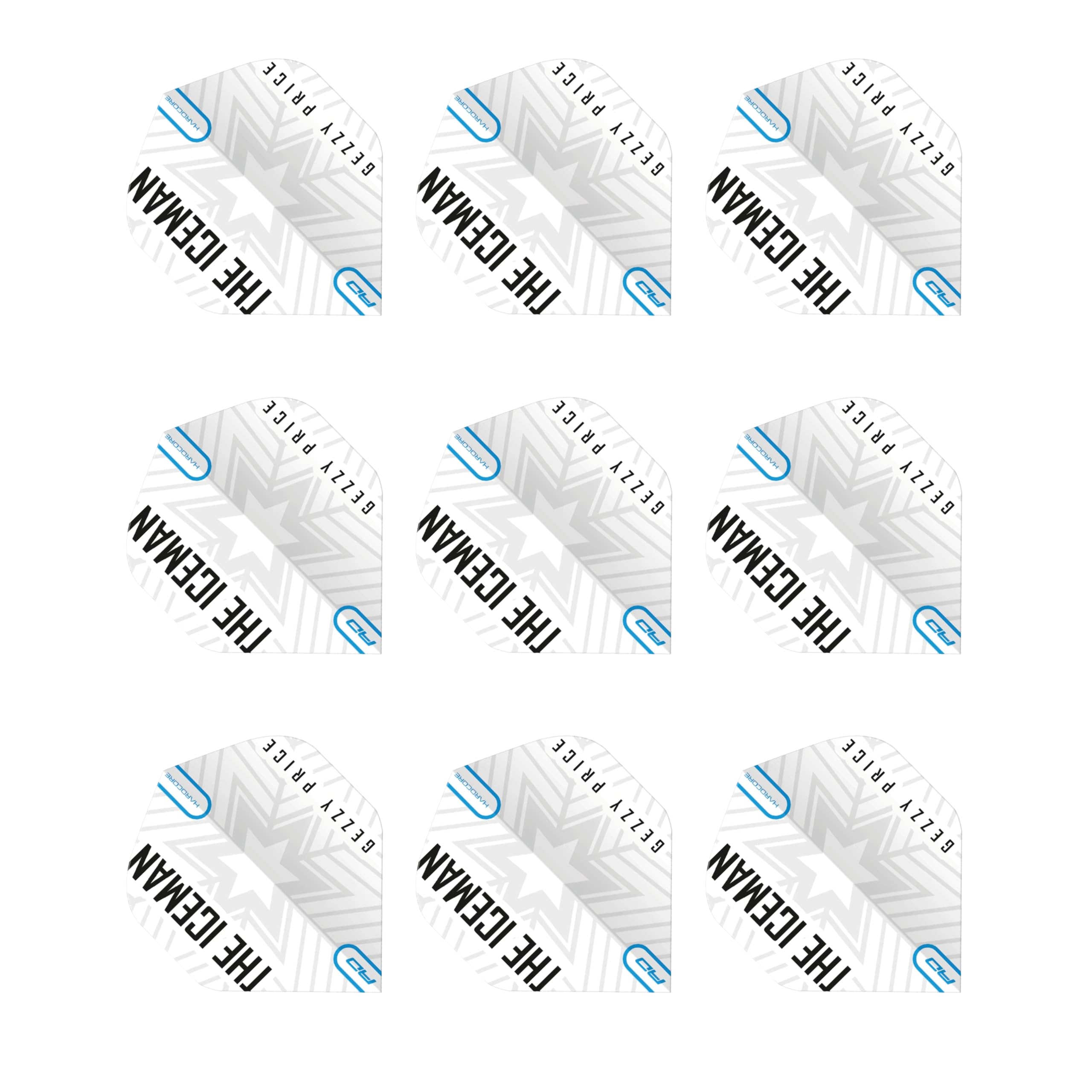 RED DRAGON Hardcore Gerwyn Price Iceman - White & Grey Snowflake Logo Flights (3 sets per pack)