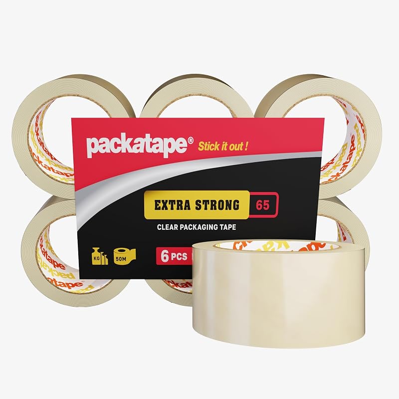 Packatape Packing Tape Extra Strong 6 Rolls 48mm x 50m Clear