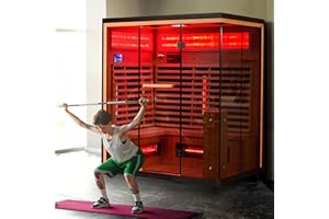 BNEHS Infrared Saunas for Home, 3-4 Person Sauna with Himalayan Salt Panel & 10 Minutes Fast Heating, Canadian Hemlock, 220V