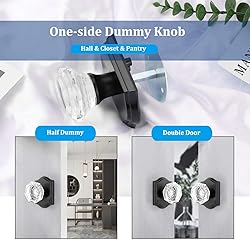 3 Pack Crystal Door Knobs with Matte Black Arched
