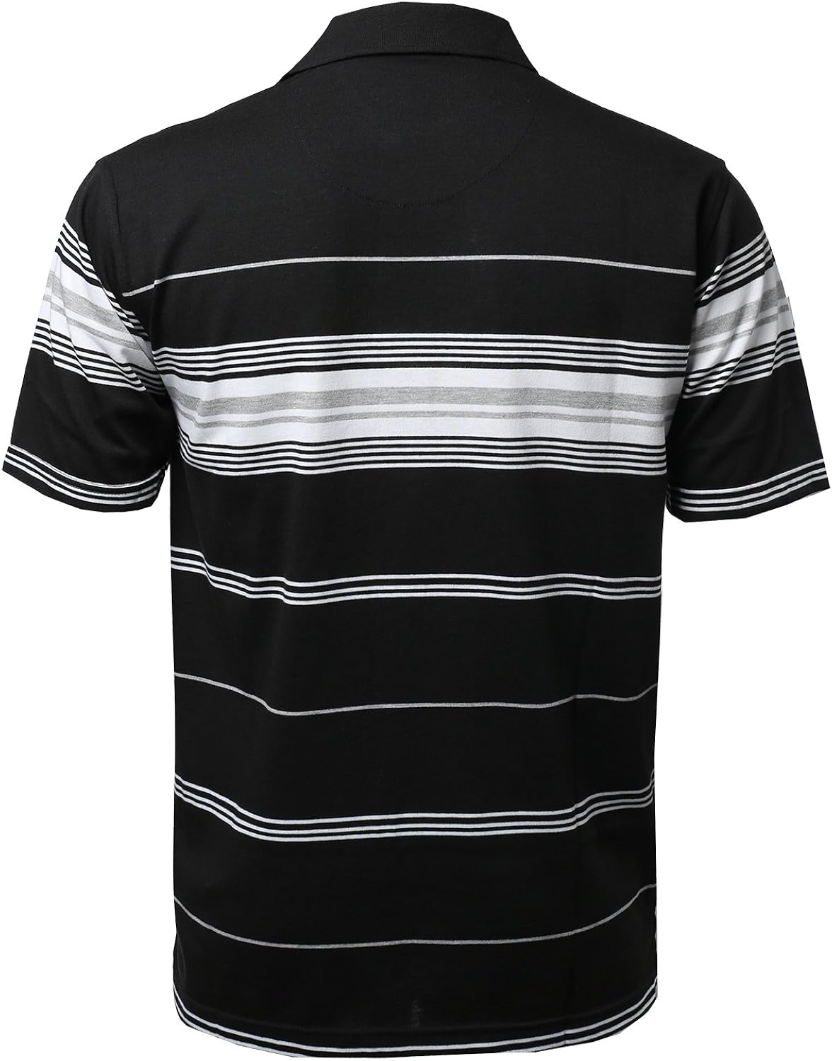 Style by William Casual Striped Short Sleeves Three-Button Polo T-Shirt Black S: Clothing