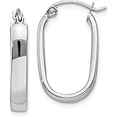 3.5mm Polished Rectangular Tube Oval Hoop Earrings in Real 14k Gold