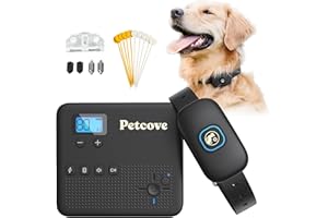 PETCOVE Wireless Dog Fence System & Remote Training Collar, 2.4GHz Non-GPS Fence for Dogs Wireless, 2 in 1 Electric Dog Fence, Buzz, Noise, Vibration Collar Electric Fence for Dogs No Wire Dog Electric Fence