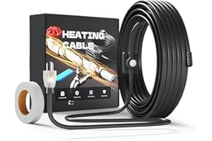 SOTISI Heat Tape for Water Pipes with Thermostat, Anti-Freeze, Electric Heat Tape, Keeps Water Flowing at -22℉/-30℃, 6FT, Black, UL&ETL Listed 120V