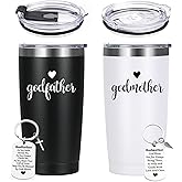 LiqCool Godparents Proposal Gift, Godparents Gifts from Godchild, Godmother & Godfather Tumbler Set with Keychain, Godparents Gift for Mother's Day Anniversary Birthday, 20oz Black & White