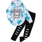 Woleroyir Girls Clothes Cool Girl Print Tie Dye Hoodie Pullover Sweatshirts Leggings Teen Girl Clothes 6-14 Years