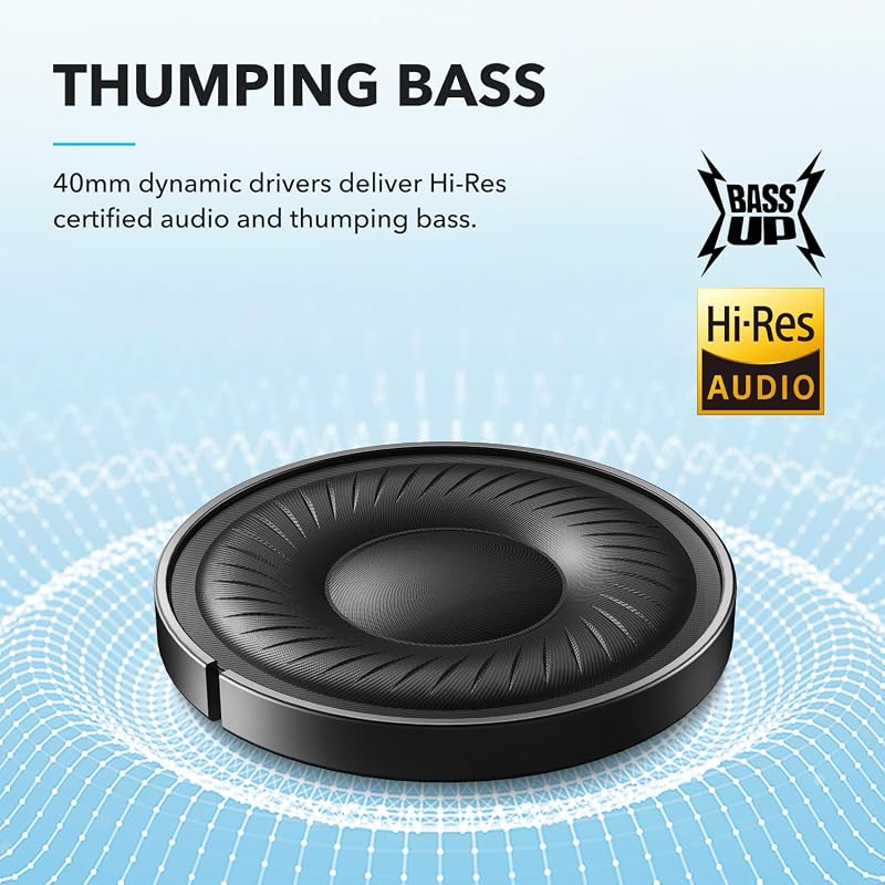 Fones de ouvido híbridos com cancelamento de ruído ativo soundcore da anker q20i, bluetooth sem fio, reprodução anc 40 horas, alta resolução, big bass, personalização de aplicativos, transparência, viagens