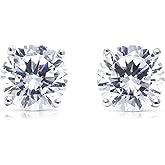 925 Sterling Silver Stud Earrings, Lab Grown Diamonds Earrings, Moissanite Earring Studs for Women | Round Cut 1-2 Carat Lab Grown Diamond or Moissanite Earrings for Men Jewelry Gifts for Men Women