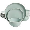 Gibson Home Rockaway Dinnerware, Teal Matte, Service for 4 (12pcs)