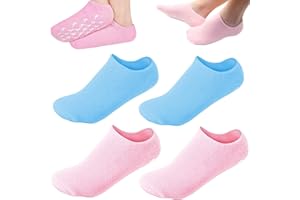 DIAMELEO 2Pairs Moisturizing Socks - Gel Socks for Dry Cracked Feet Women - Gel Spa Socks for Repairing and Softening Dry Cracked Feet Skins, Gel Lining Infused with Essential Oils and Vitamins… (Pink+Blue)