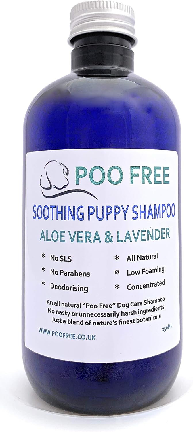 POO FREE Puppy Soothing Lavender & Aloe Shampoo, Gentle First Bath Formula, 99% Natural Origin, pH 5.5 Balanced