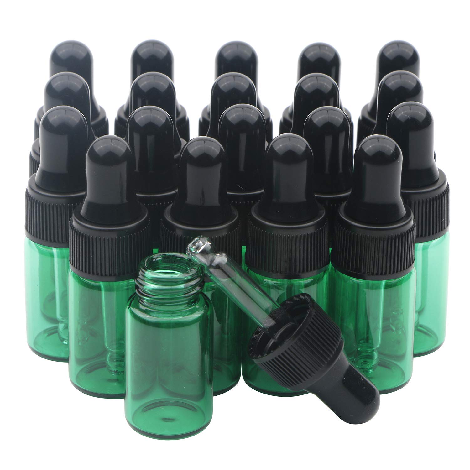 Kesell 20 botellas pequeñas de cristal verde con cuentagotas ...