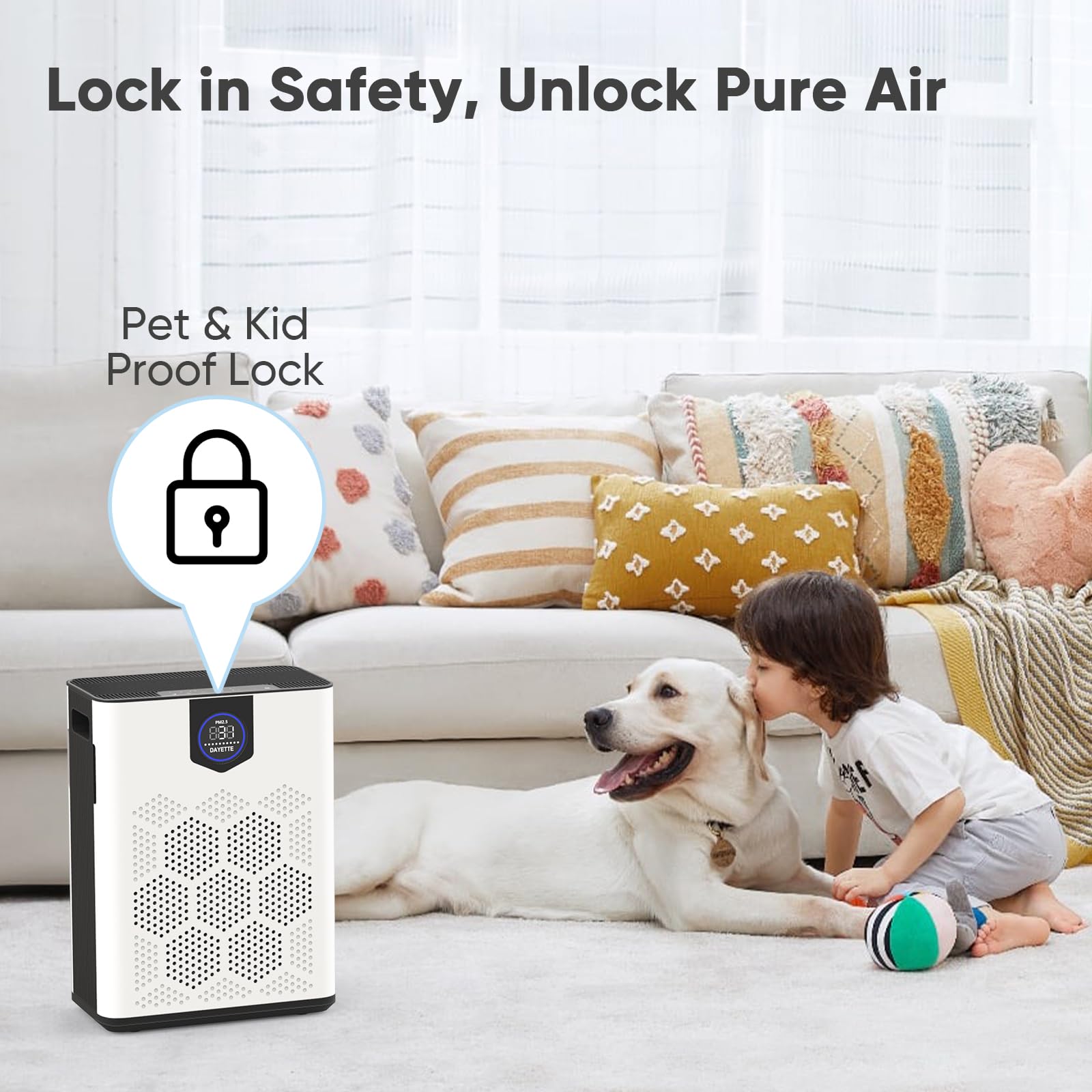 Air Purifiers for Home up to 3000 Sq Ft with Washable Filters, 2x H14 True HEPA Filter, 2xSpeed Fan with Turbo Mode, CADR 400m³/h Remove Pet Hair Odor, 22dB Sleep Mode for Bedroom, Large Room,Office