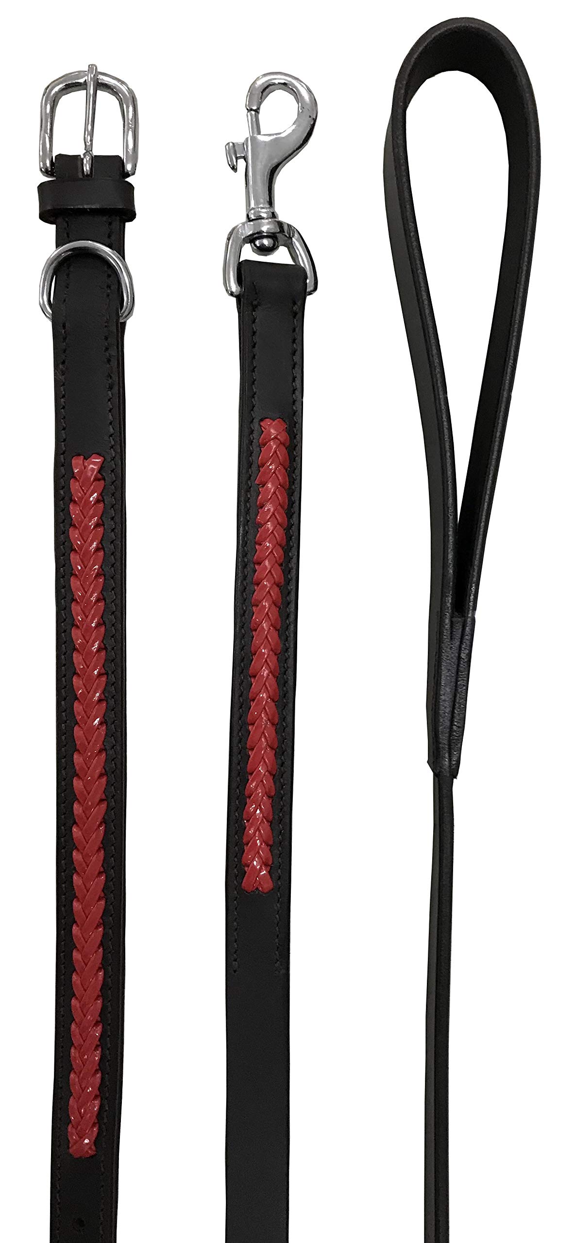 BRADLEY CROMPTON Genuine Leather Matching Pair Dog Collar and Lead Set S