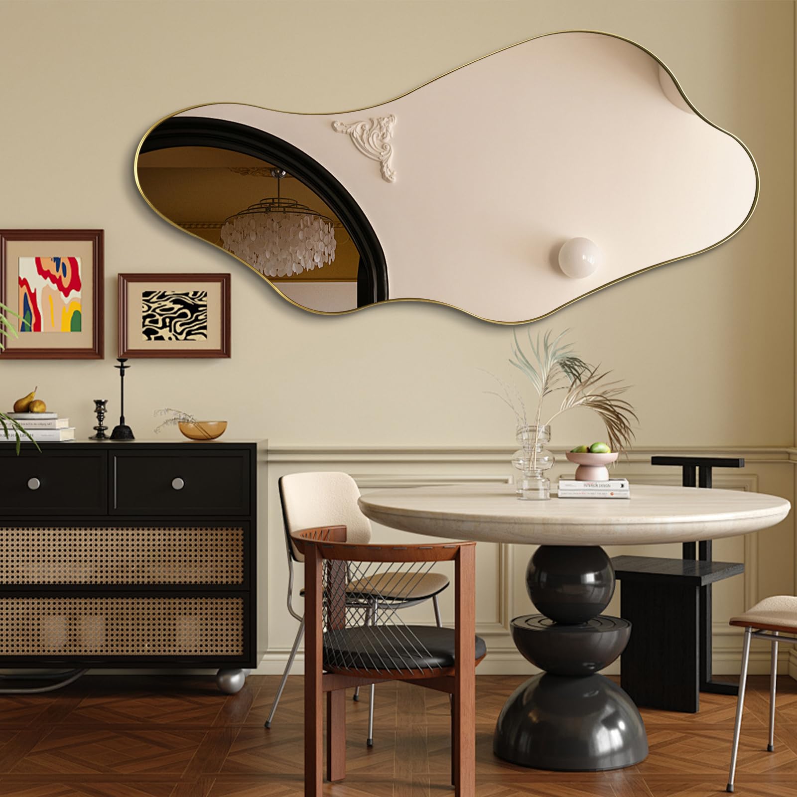 DAOYIJIAJU Large Irregular Mirror, Asymmetrical Mirrors Full Length, 55