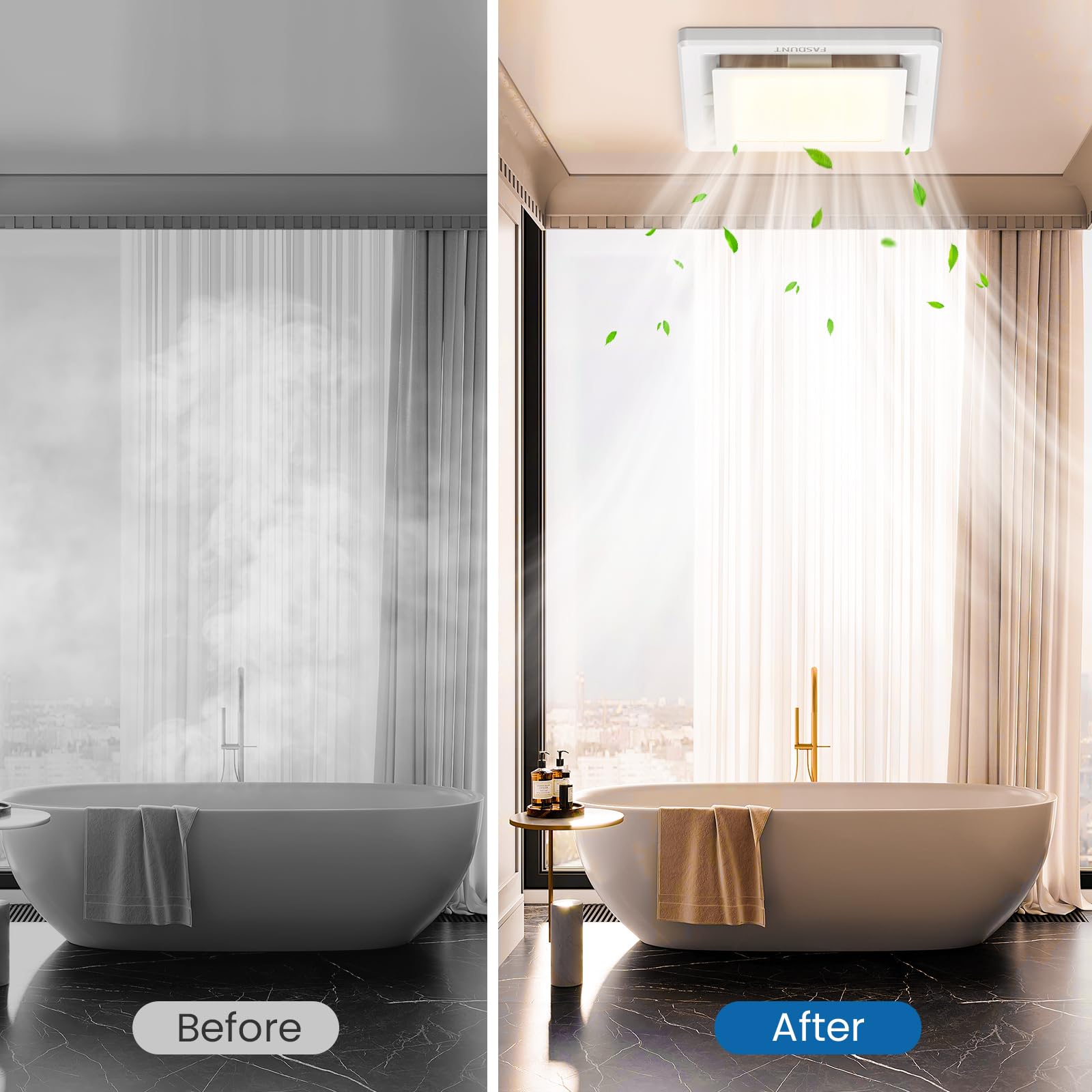 1.0 Sones Quiet Fan FASDUNT Bathroom Exhaust Fan With LED Light - View #11