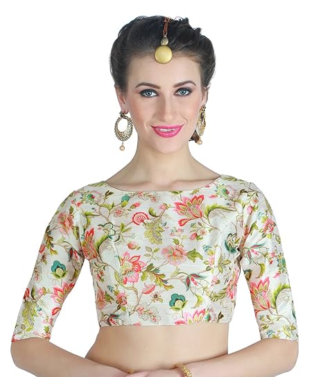 Women's Polyester Digital Printed Blouse with Boat Neck